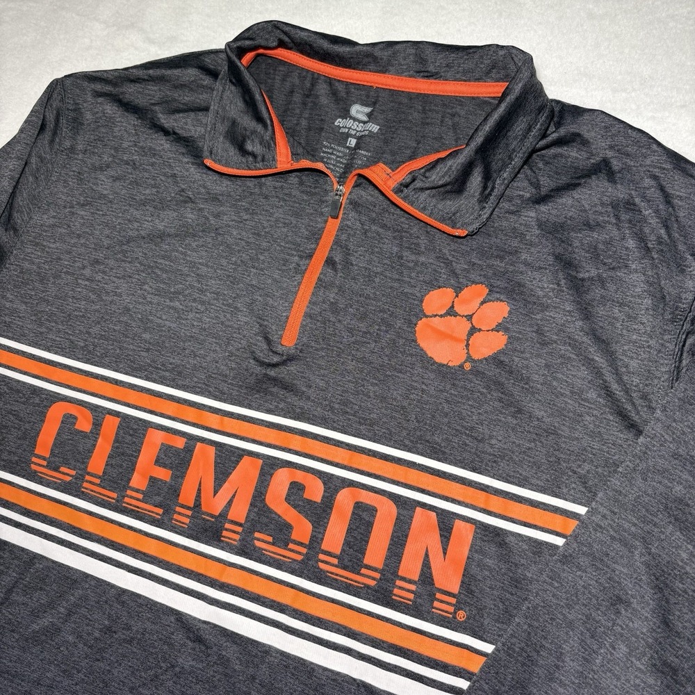 Colosseum‎ Clemson Tigers 1/4 Zip Pullover Men's Large Charcoal Heather NCAA
